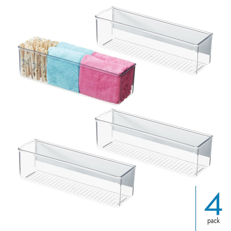 iDESIGN Magnetic Small Plastic Storage Bins, 3.25" x 11" x 3", Clear, 4/Pack (28131M4)