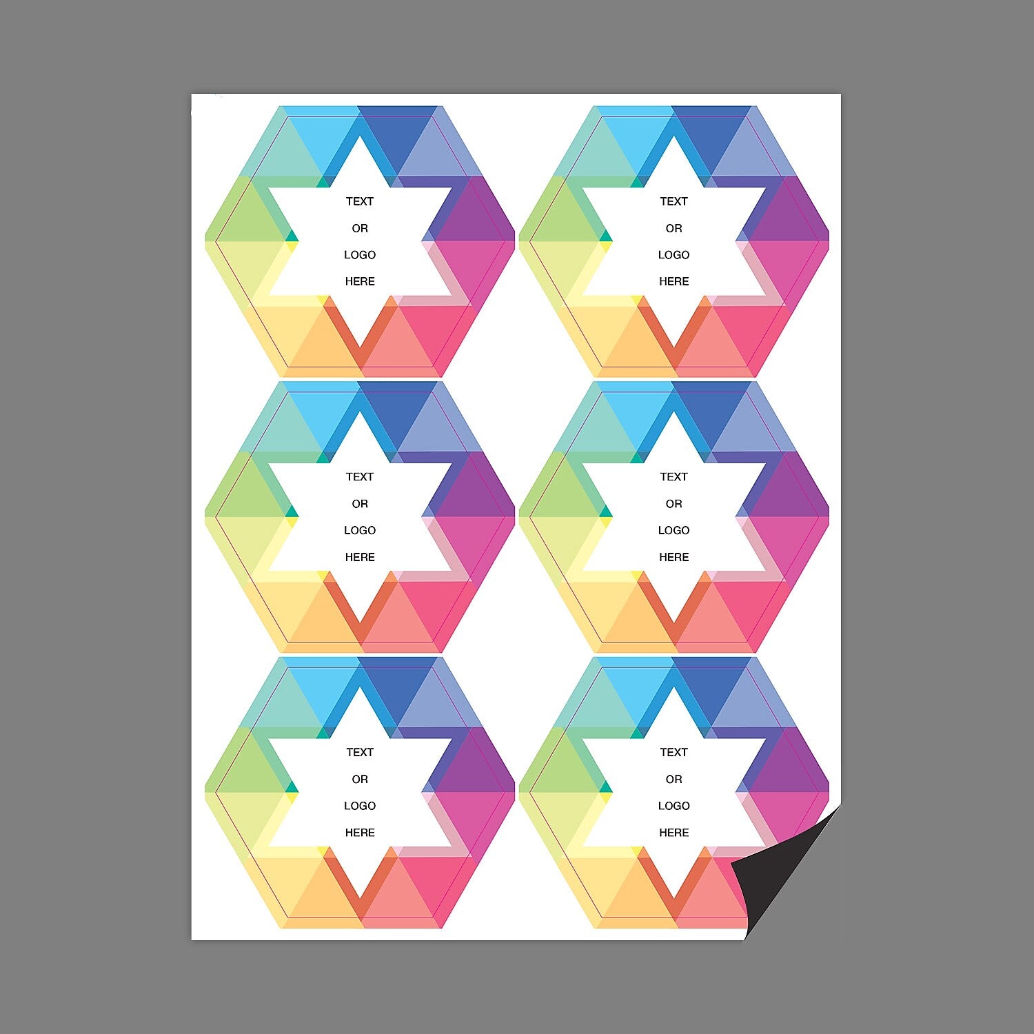 Full Color Magnetic Sign, Hexagon, Vertical, 6 Pieces