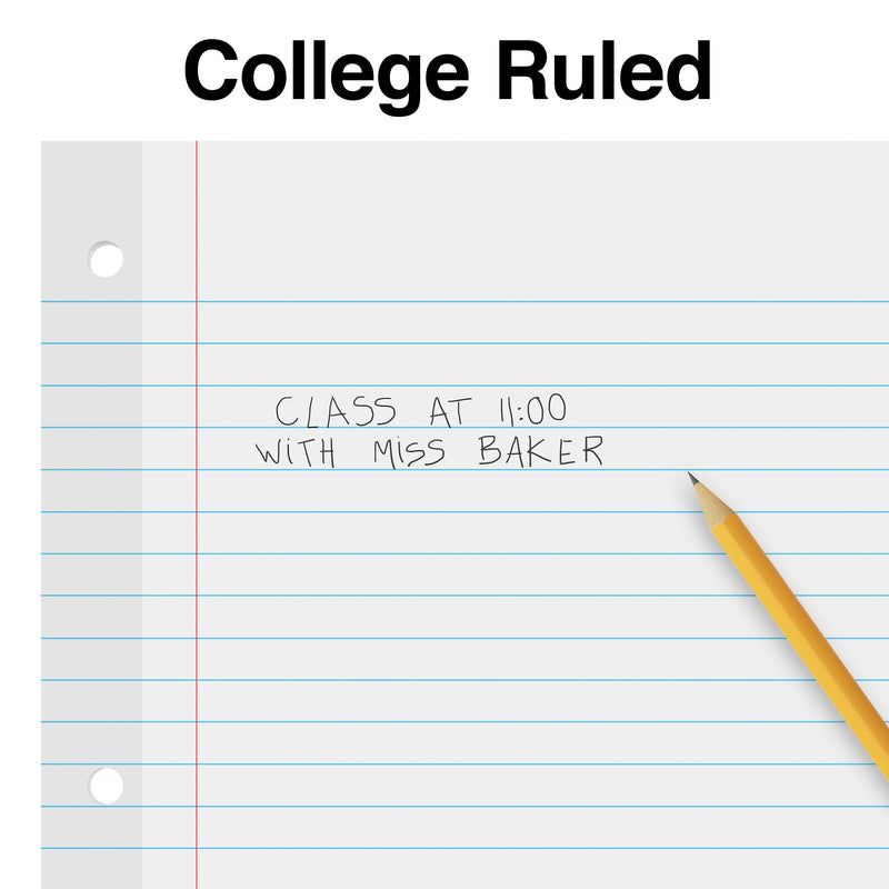 Staples College Ruled Filler Paper, 8.5" x 11", 100 Sheets/Pack, 12 Packs/Carton (TR16183)