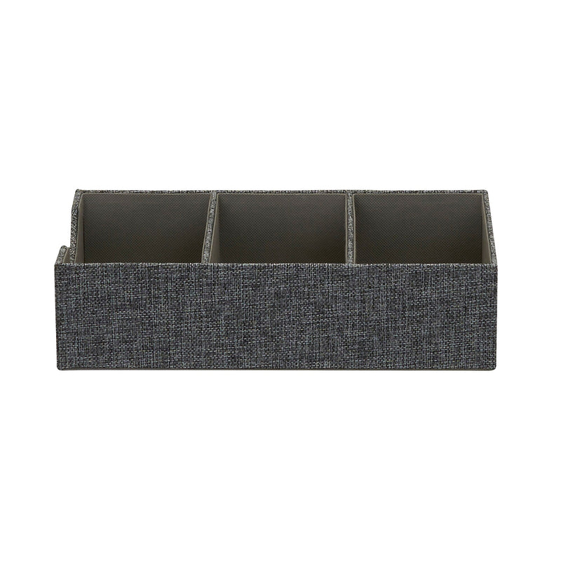Household Essentials 3-Compartment Drawer Organizers, Graphite Linen, 2/Pack (7574-1)