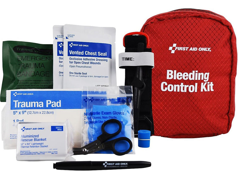 First Aid Only Right Response 15-Piece Bleeding Control Kit, Limb & Chest Wounds (91513)