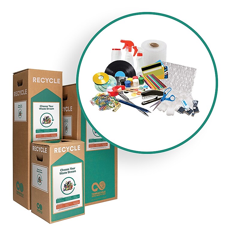 TerraCycle Cardboard Office Separation  Recycling Box, 10.5 Gallon, White and Green (792)