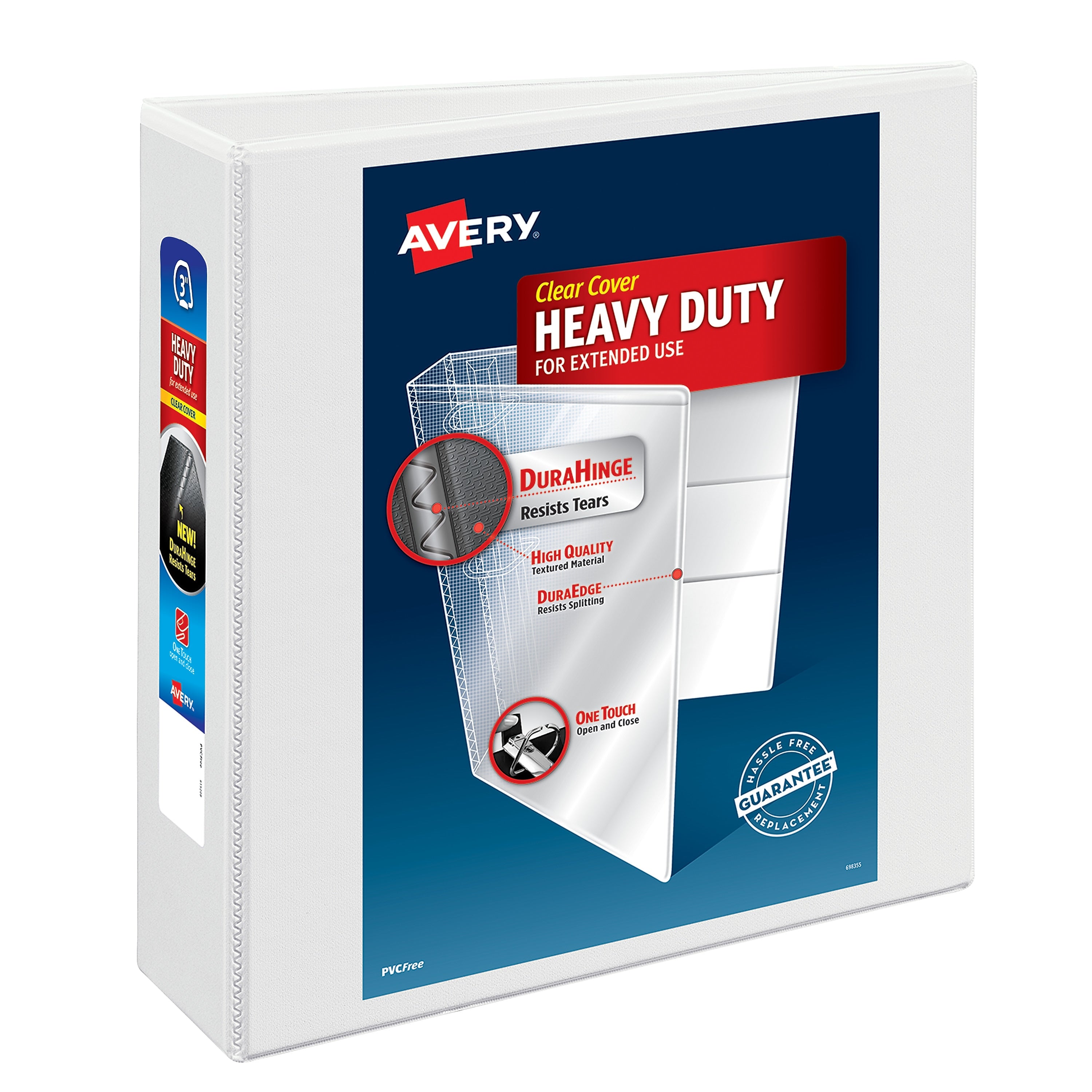 Avery Nonstick Heavy Duty 3" 3-Ring View Binders, Slant Ring, White (5604)