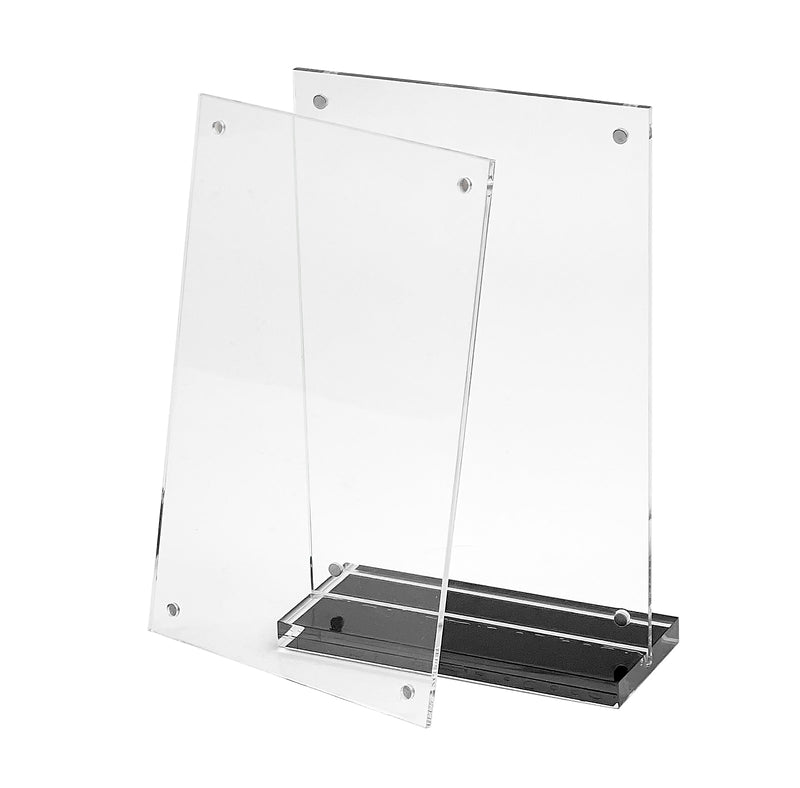 Deflect-O Sign Holder, 4" x 6", Vertical, Table Top, Black/Clear Acrylic (WP249-TR46B)