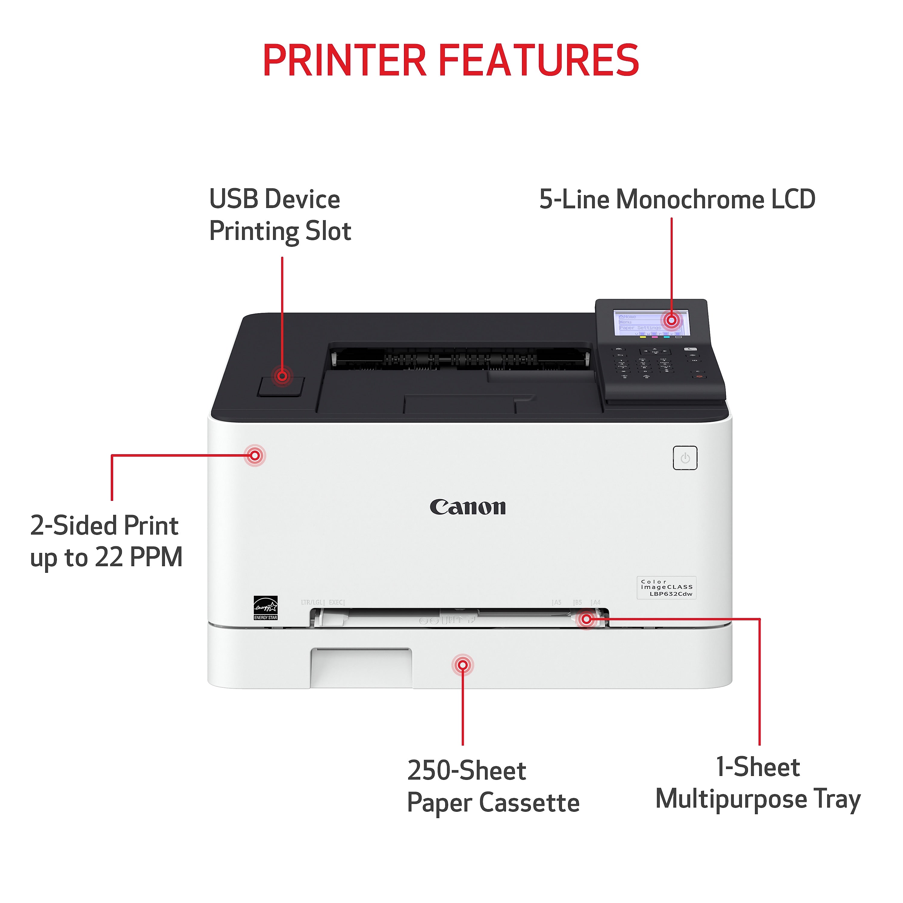 Canon imageCLASS LBP632Cdw Wireless Color Laser Printer, Single-Function, Print (LBP632CDW)