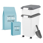 Iris Airtight Dog & Cat Food Container with Treat Box & Scoop, Plastic, White (580094)