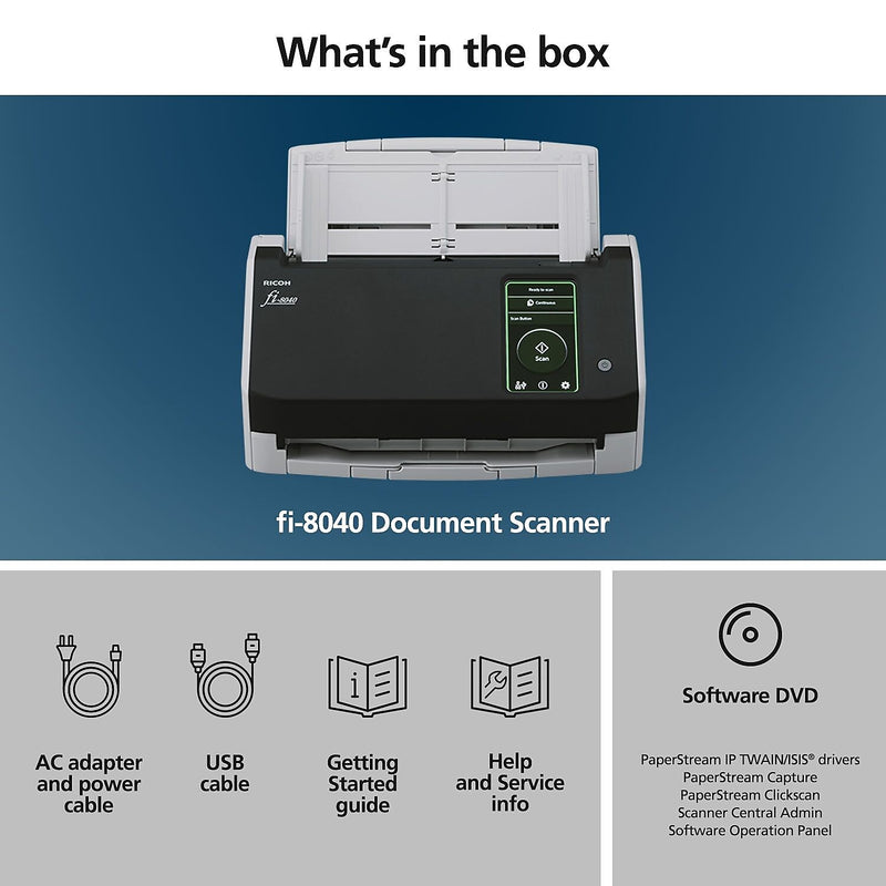 Ricoh fi-8040 Duplex Document Scanner, Black/Gray (PA03836-B005)