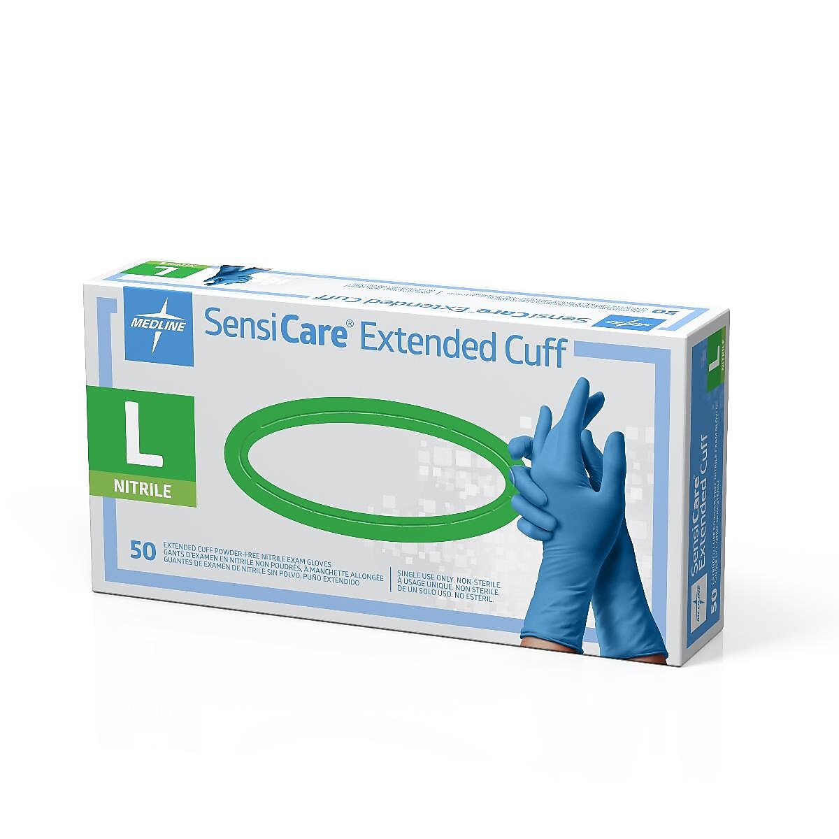 SensiCare Nitrile Exam Gloves 12" L, Large, Blue, 500/Pack (MDS1286)
