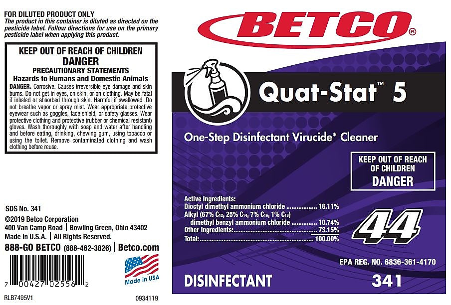 Betco Quat-Stat 5 Secondary Label, 24/Pack (3419090)