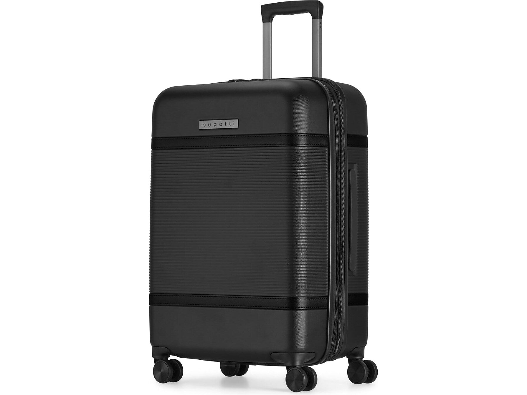 Bugatti Wellington 25.5" Hardside Suitcase, 8-Wheeled Spinner, TSA Checkpoint Friendly, Black (HLG5124-BLACK)