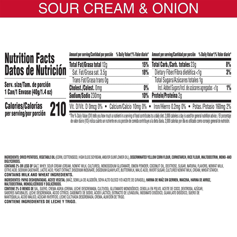 Pringles Grab & Go Sour Cream & Onion Crisps, 1.4 oz., 12/Carton (PRINGLES84557)