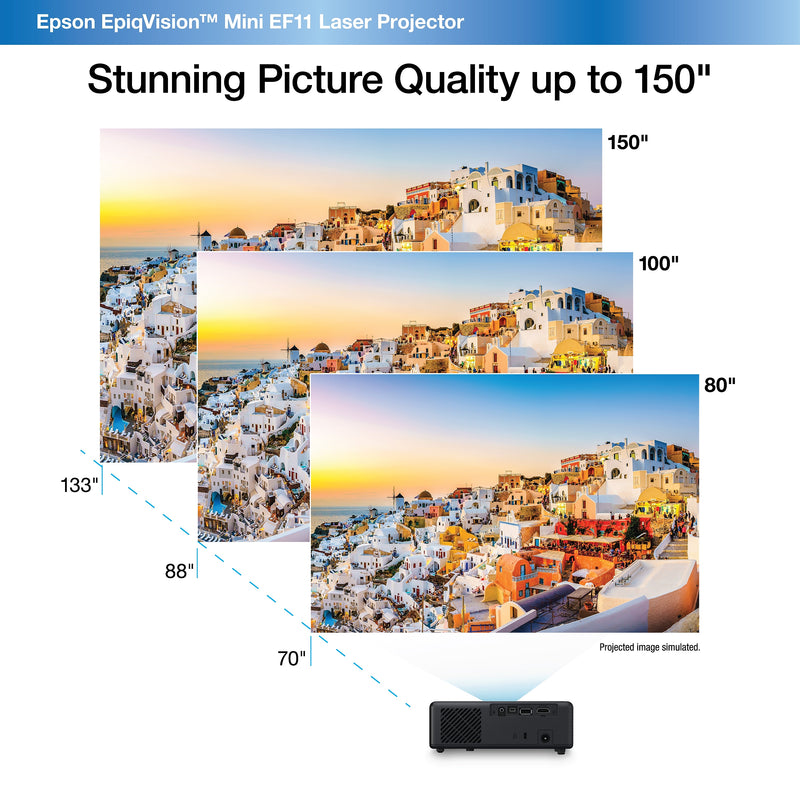 Epson EpiqVision Mini EF11 Laser Portable Projector, Black (V11HA23020)