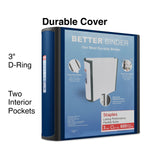 Staples 3" 3-Ring Better Binder, D-Ring, Blue (ST55889-CC)