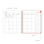 2026 Blue Sky Bespoke Letterpress Pomegranate Blush 8" x 10" Calendar Year Monthly Planner, Faux Leather Cover (156221)