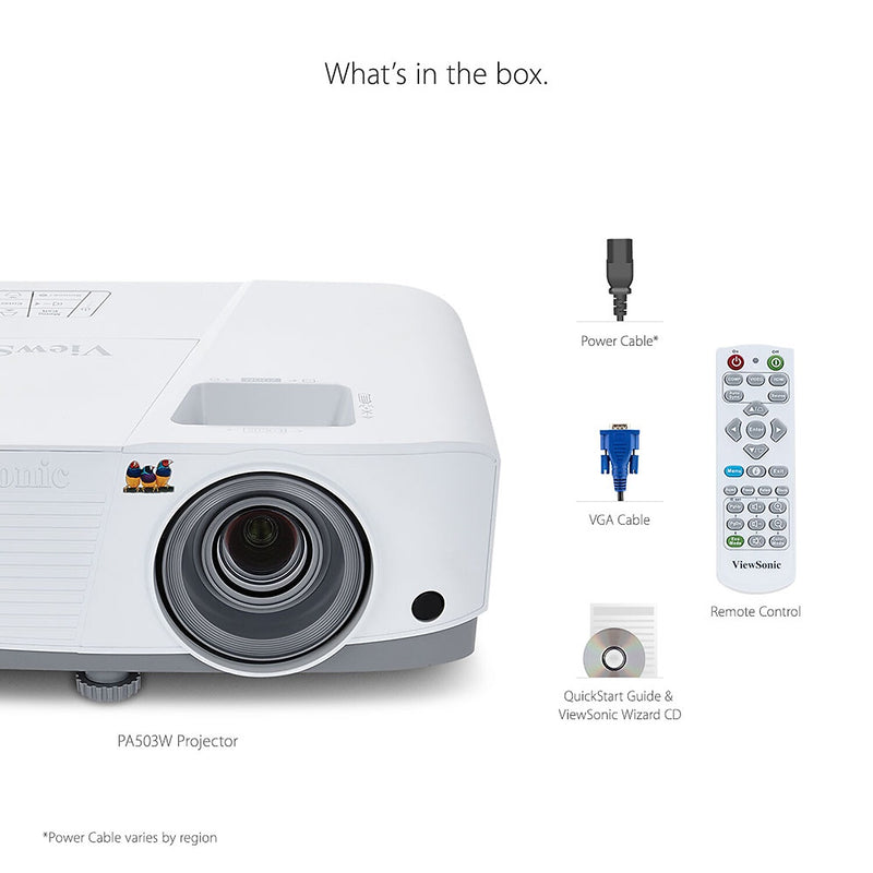 ViewSonic 4000 Lumens WXGA Home with HDMI and Vertical Keystone, White (PA503W)