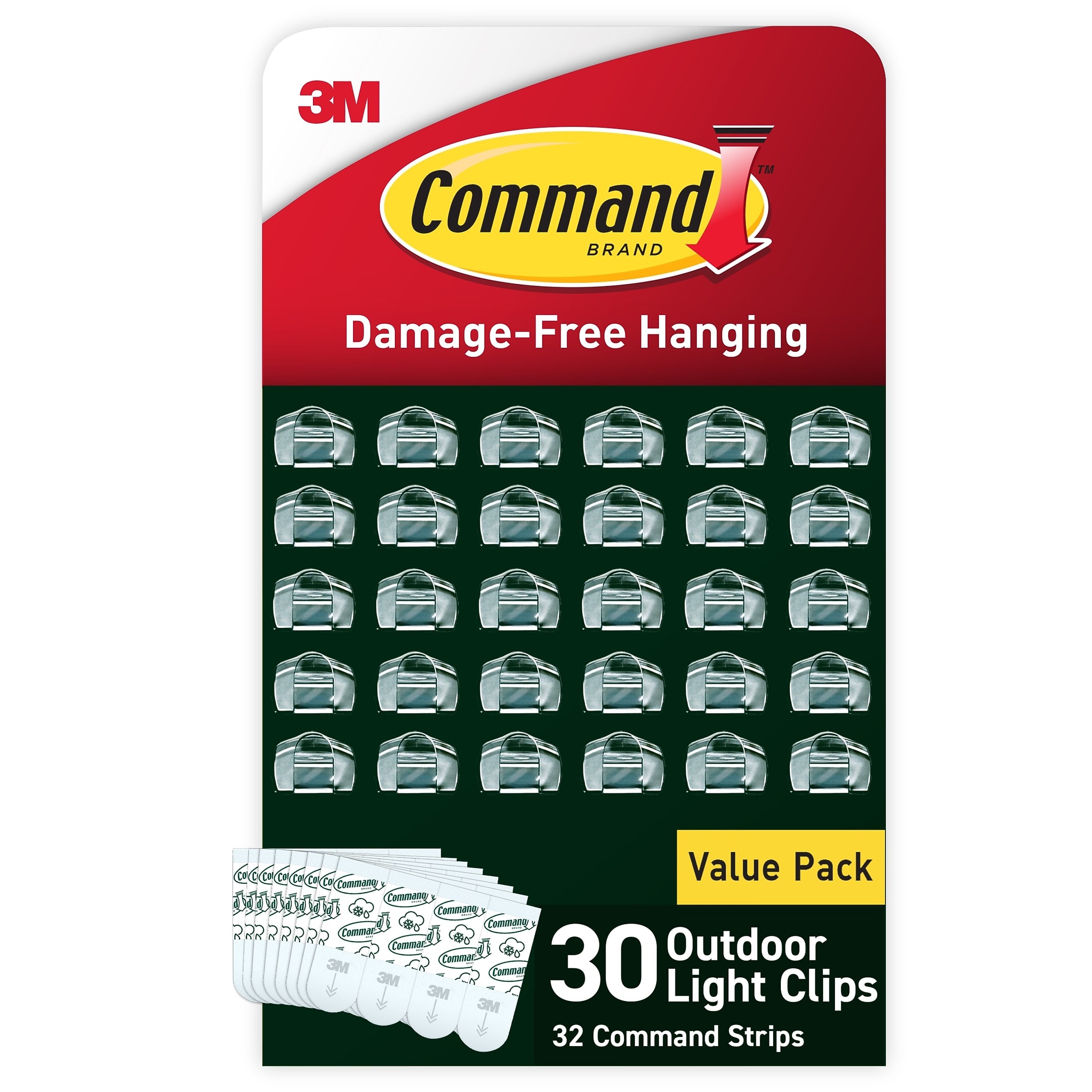 Command Light Clips, Clear, 30/Pack (17017CLRAW30NA)
