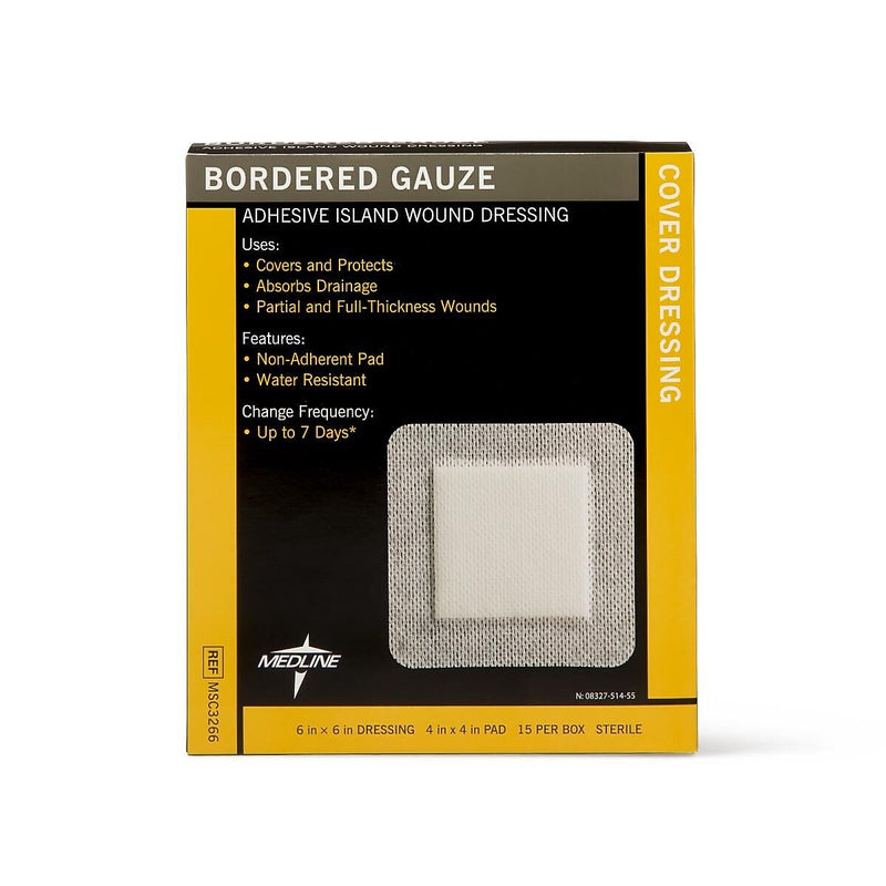 Medline Sterile Bordered Gauzes, 6" L x 6" W, 15/Box (MSC3266Z)
