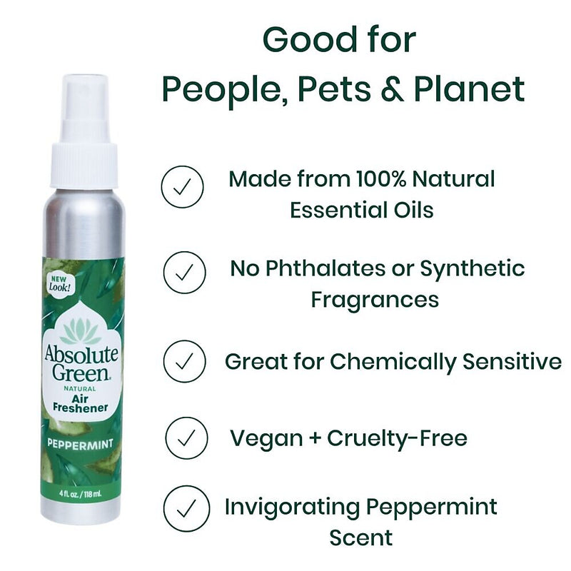 Absolute Green Air Freshener Spray, Peppermint Scent, 4 oz., 2/Pack (PEPAIR-2PK)