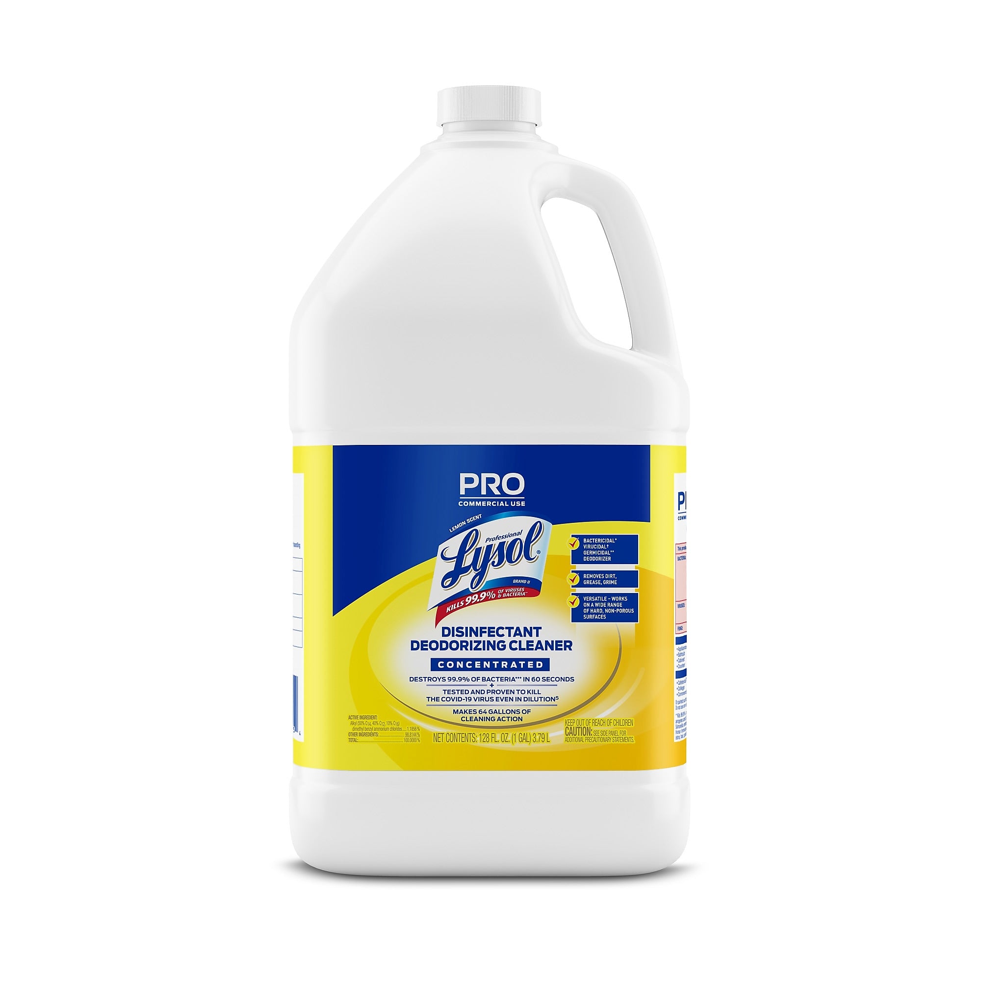 Lysol Professional Disinfecting Deodorizing Cleaner, Lemon, 128 oz., 4/Carton (3624176334CT)