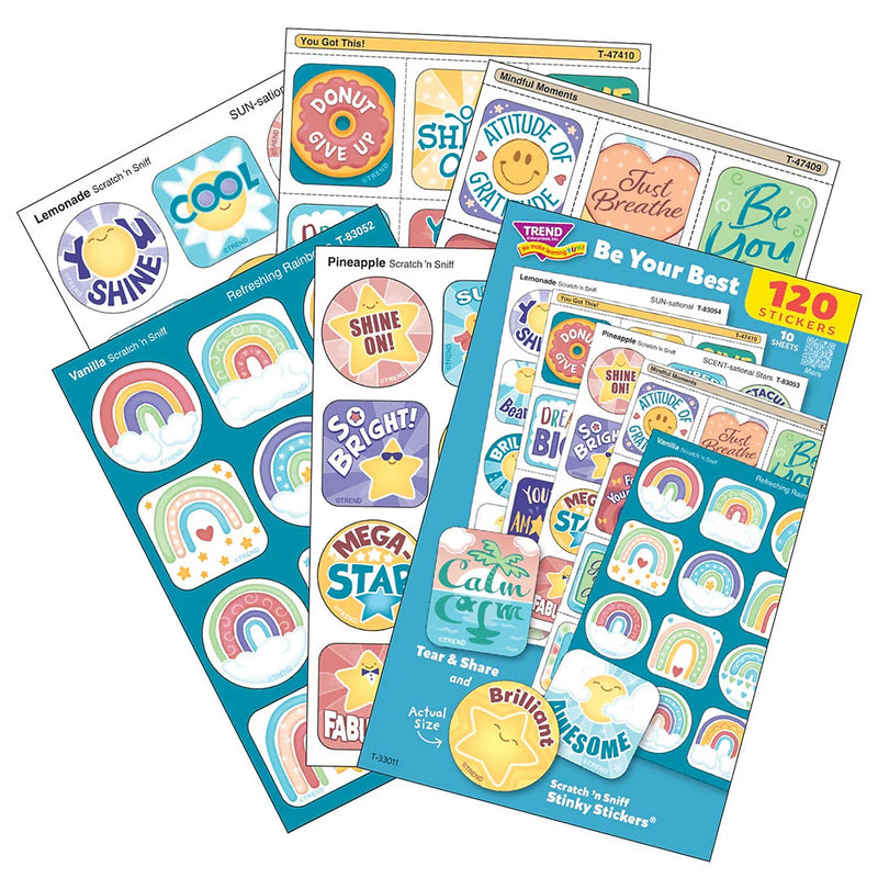Trend Enterprises Be Your Best Mixed Stickers Variety Pack, Multicolored, 120/Pack, 2/Packs/Bundle (T-33011-2)
