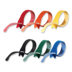 VELCRO® ONE-WRAP Ties and Straps, 0.5" x 8", Assorted Colors, 60/Pack (VEK93007)