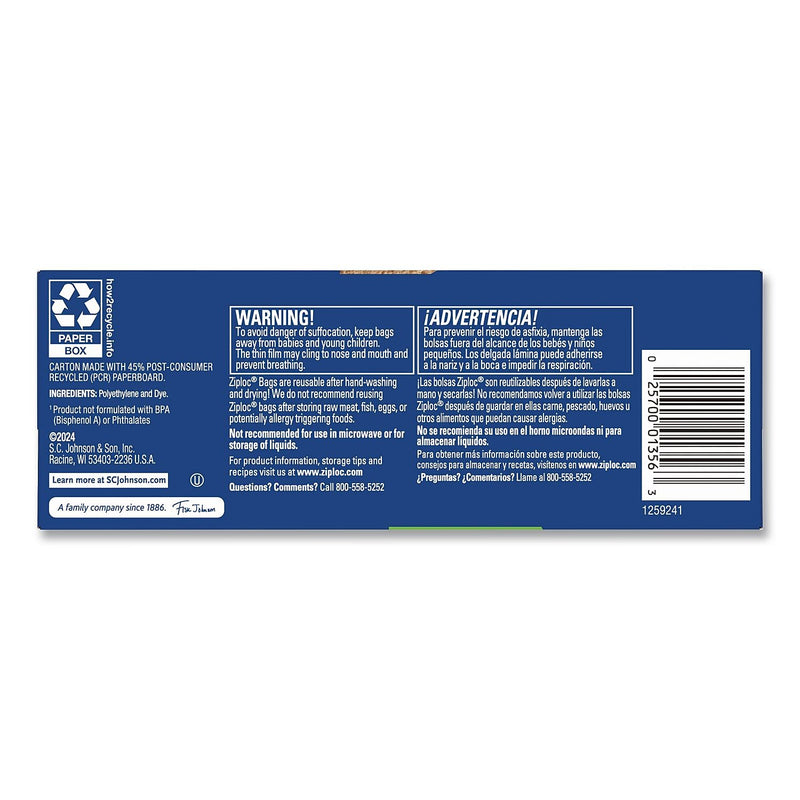 Ziploc Double Zipper Sandwich Bag, Clear, 50 Bags/Box, 12 Boxes/Carton (383179)