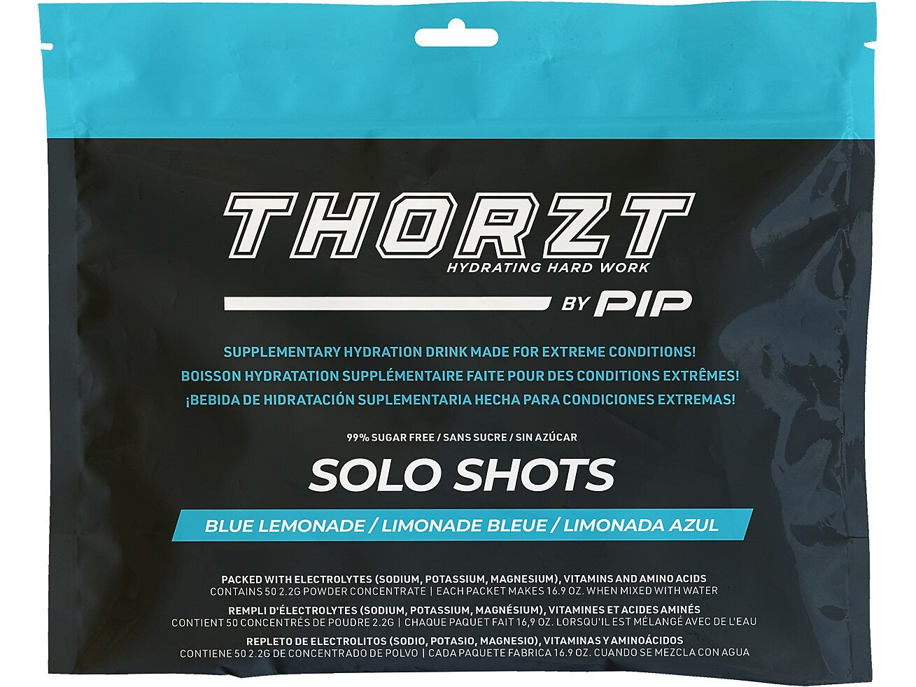 PIP THORZT Solo Shots Sugar-Free Blue Lemonade Powder Drink Mix, 0.08 oz., 50 Packets/Bag, 10 Bags/Pack (SSSFBL)