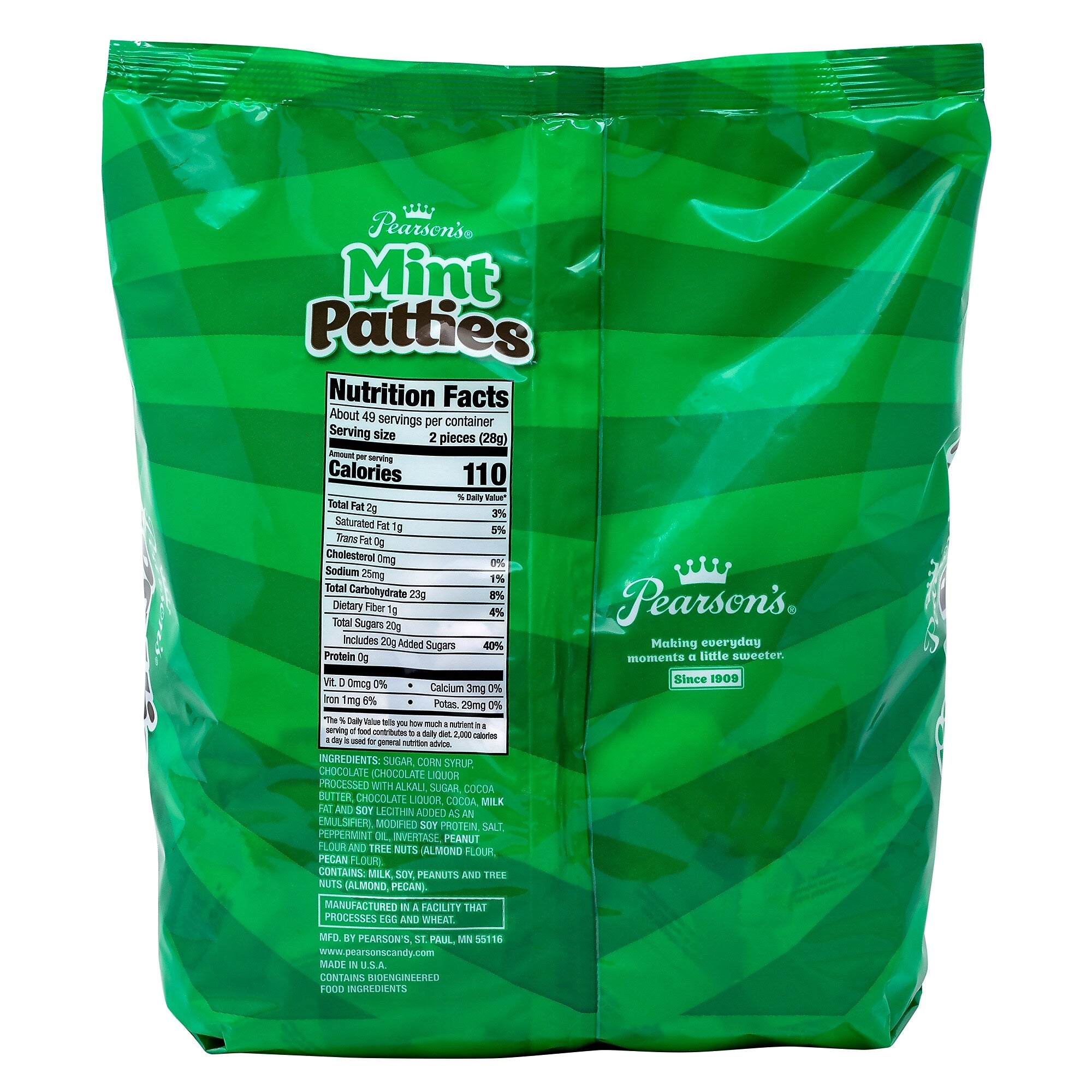 Pearson's Patties Dark Chocolate Mint Candy Bar, 3 lbs., 175/Carton (209-00558)