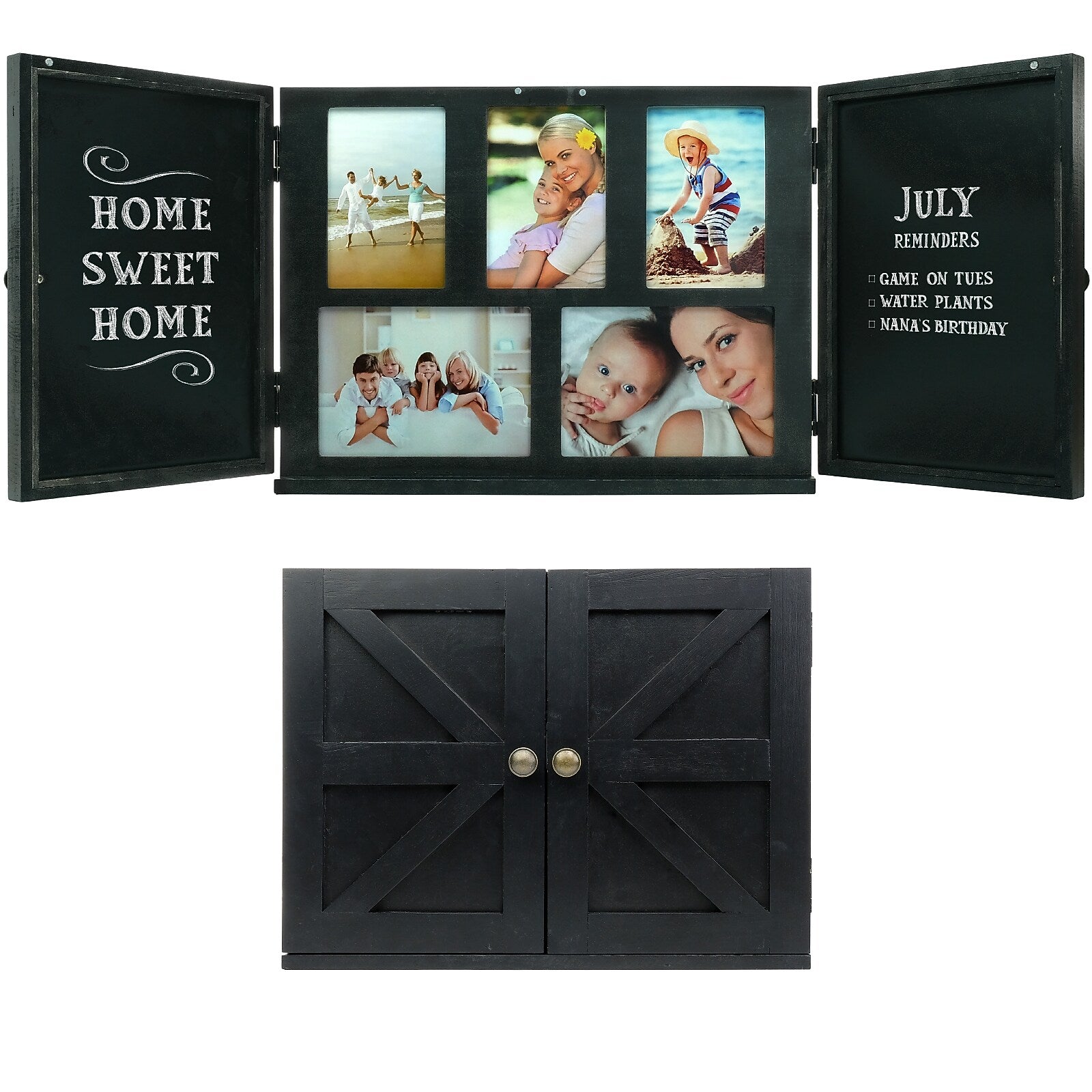 Excello Global Products Barndoor Picture Frame with Chalkboard, Black (EGP-HD-0413B)