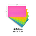 Staples 3" x 5" Index Cards, Lined, Assorted Colors, 300/Pack (TR50998)