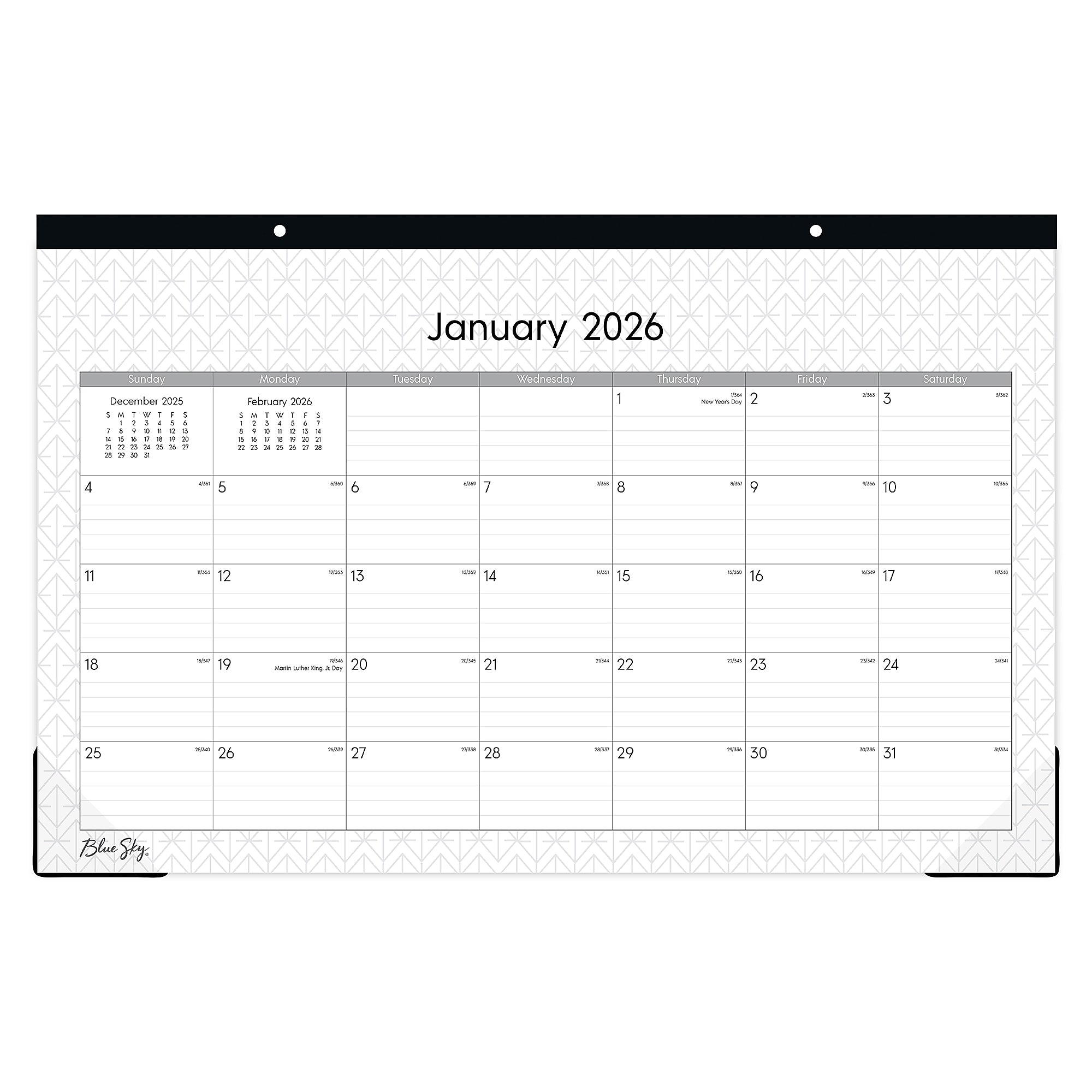 2026 Blue Sky Enterprise 17" x 11" Monthly Desk Calendar, Black/White (111293-26)