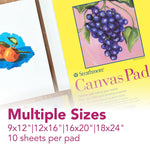 Strathmore 300 Series 12" x 16" Tape Bound Canvas Pad, 10 Sheets/Pad, 2 Pads/Bundle (STTP31512-2)