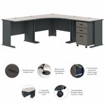 Bush Business Furniture Cubix 84"W Corner Desk with Mobile File Cabinet, Slate/White Spectrum (SRA041SLSU)