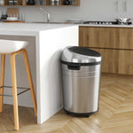 iTouchless Stainless Steel Round Sensor Trash Can with AbsorbX Odor Control System and Wheels, 18 Gal., Silver (IT18RC)