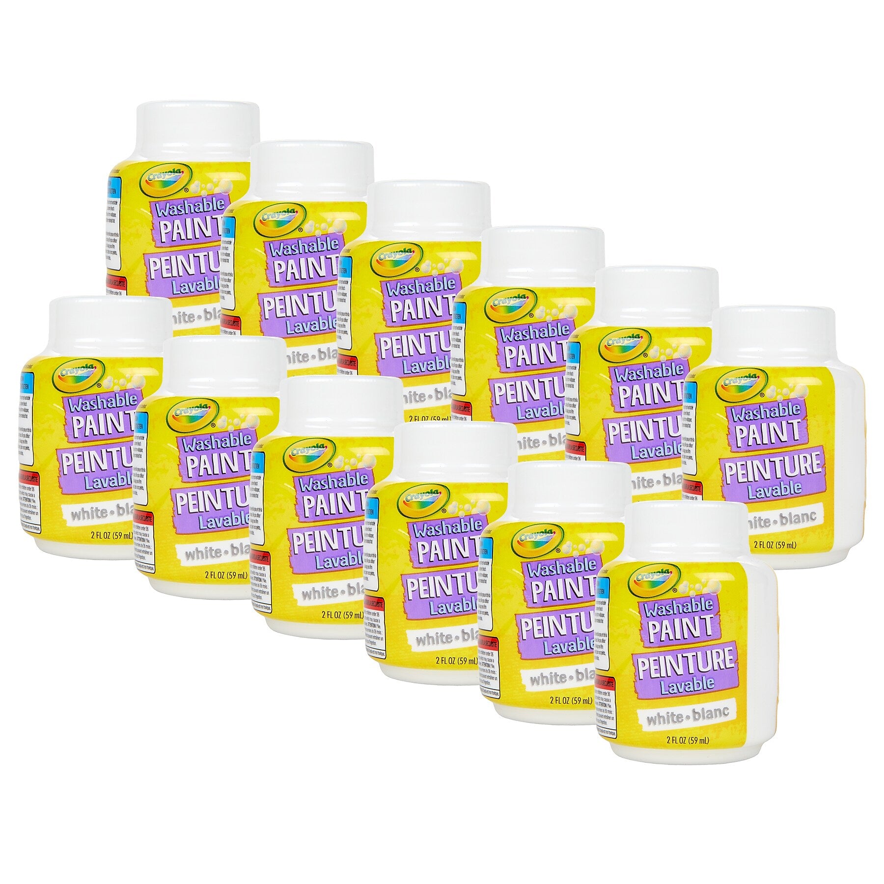 Crayola Washable Kid's Paint, White, 2 oz., 12/Bundle (BIN542853-12)