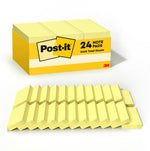 Post-it Notes, 1 3/8" x 1 7/8", Canary Collection, 100 Sheet/Pad, 24 Pads/Pack (65324VADB)