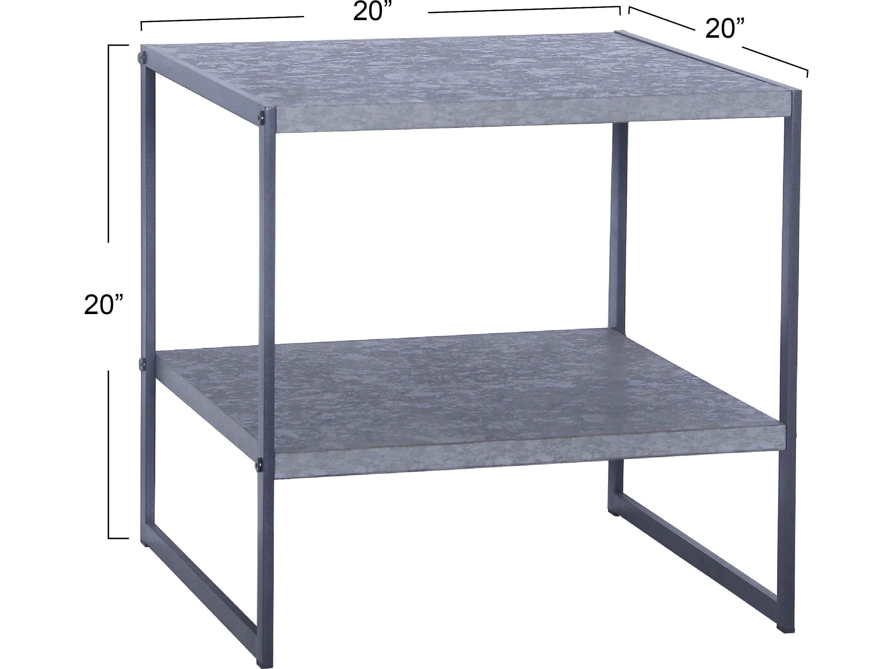 Household Essentials Jamestown 19.8"W x 19.8"D Laminate Side/End Table, Rustic Slate Concrete/Black (8098-1)