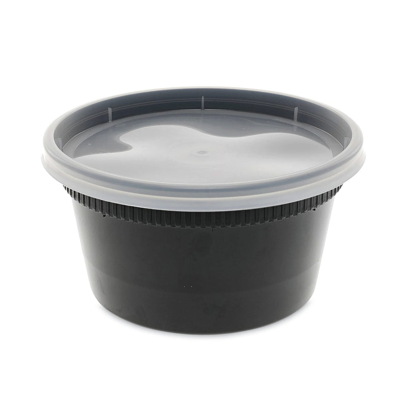 Pactiv Evergreen Newspring DELItainer Microwavable Container, 12 oz, 4.55 x 4.55 x 2.45, Black/Clear, Plastic, 240/Carton