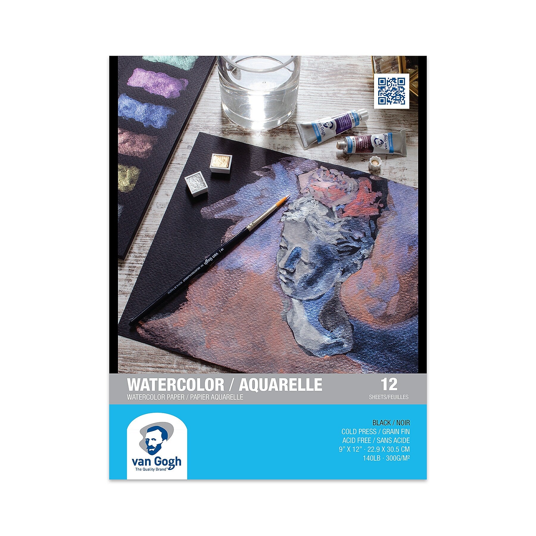 Van Gogh 9" x 12" Watercolor Sketch Pad, 12 Sheets/Pad, 3/Bundle (VNG94178016-3)
