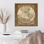 Amanti Art Damask World Map I by Elizabeth Medley Framed Canvas Wall Art Print, 22" x 22" (A42678299413)