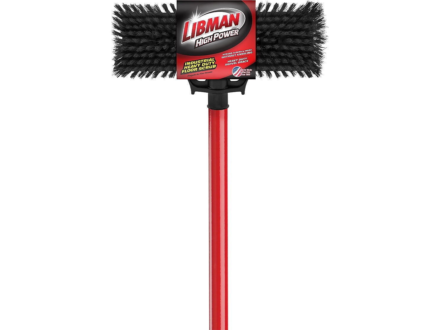 Libman 13.5" Polymer Industrial Heavy-Duty Floor Scrub, Black/Red, 4/Pack (1576)