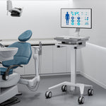 Mount-It! MedHub Mobile Medical Cart Workstation with Monitor Mount and Locking Caster Wheels, White/Grey (MI-16015)