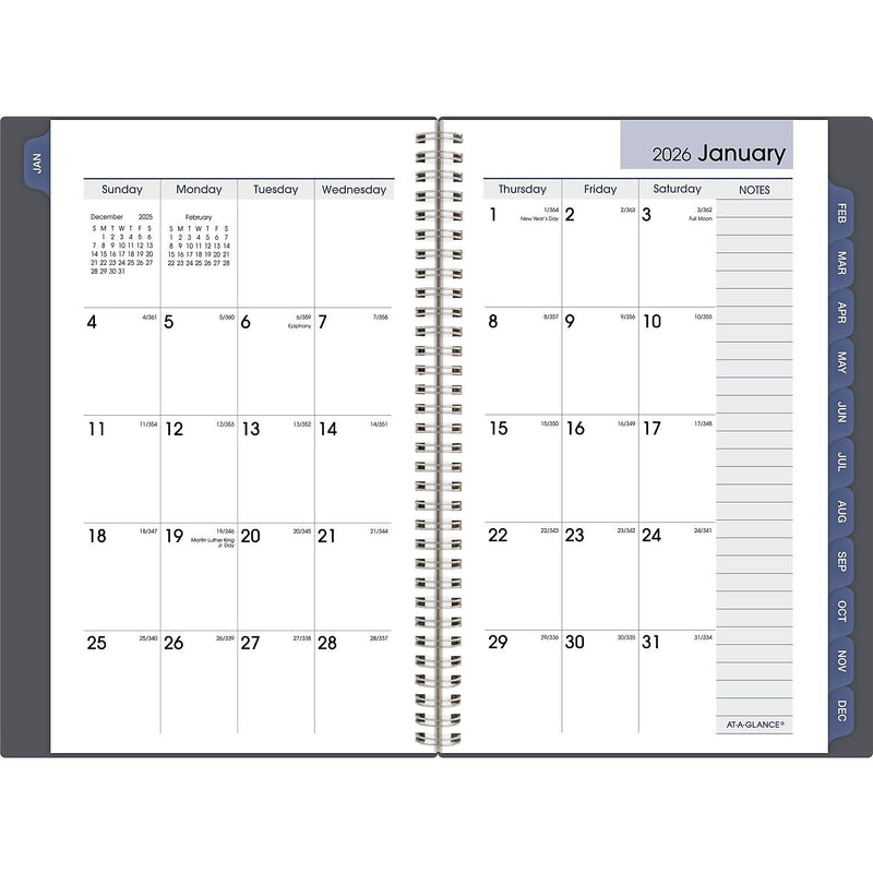 2026 AT-A-GLANCE DayMinder 5" x 8" Weekly & Monthly Planner, Plastic Cover, Gray (GC200-07-26)