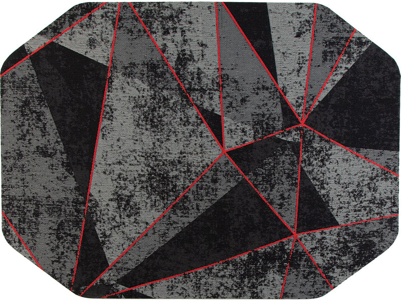 Anji Mountain Rug'd Cracked Ice Carpet & Hard Floor Chair Mat, 36" x 48", Gray/Red (AMB9103)