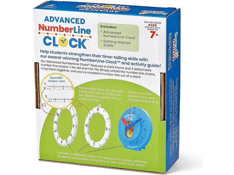 hand2mind Advanced NumberLine Clock, Multicolor (93409)