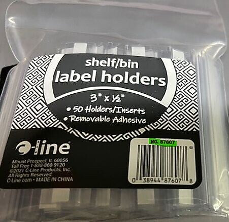 C-Line Best Value Label Holders, 0.5" x 3", Clear, 50/Pack (CLI87607)