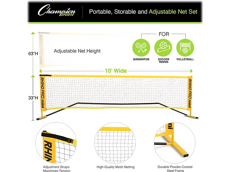 Champion Sports RHINO Port-A-Net System, Yellow/Black (PA10SET)
