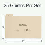 Oxford Index Card Dividers, 5" x 8", Manila, 25/Pack (B8525)