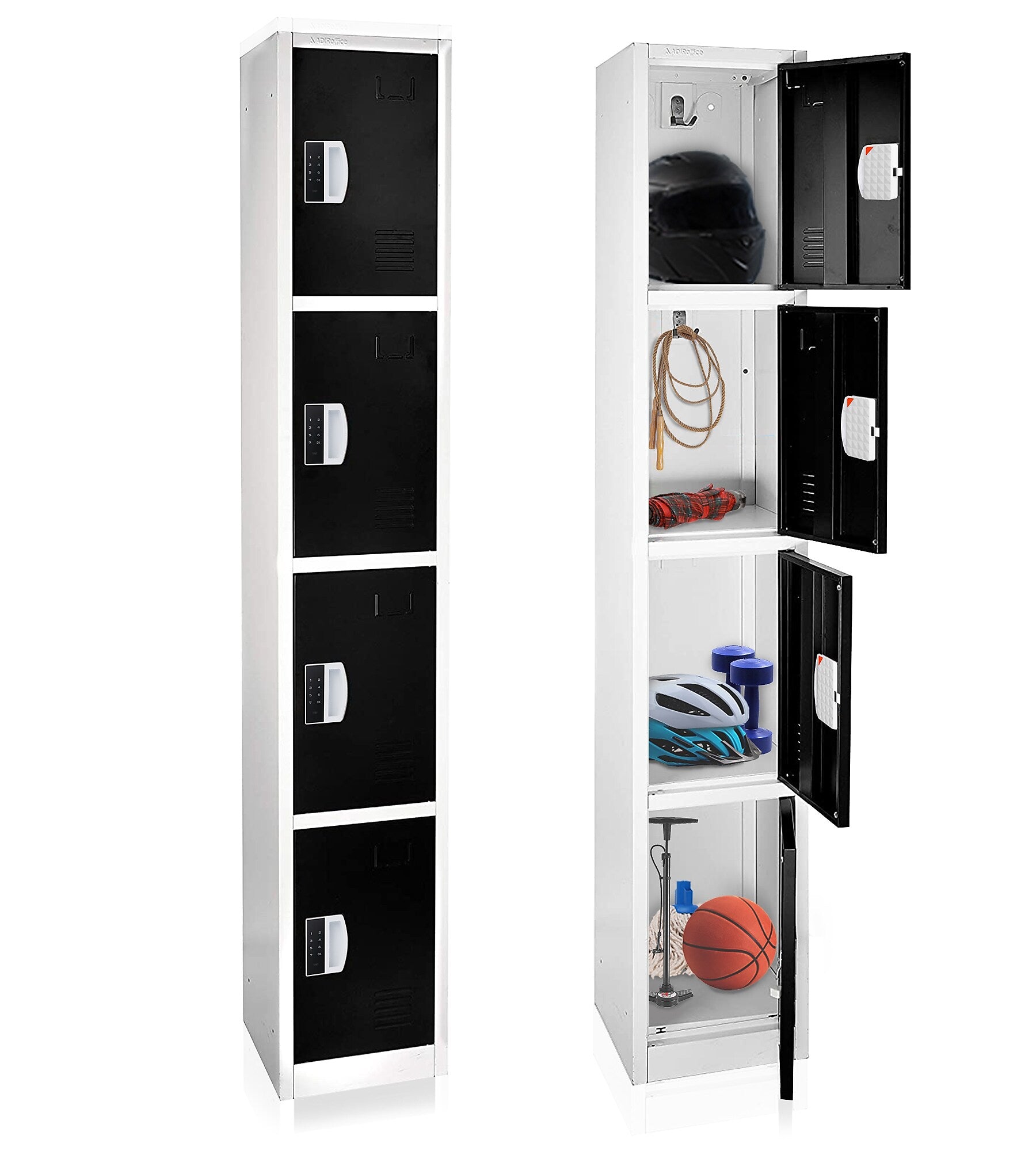 AdirOffice 72"H 4-Tier Black Storage Locker (ADI629-204-BLK-DL)