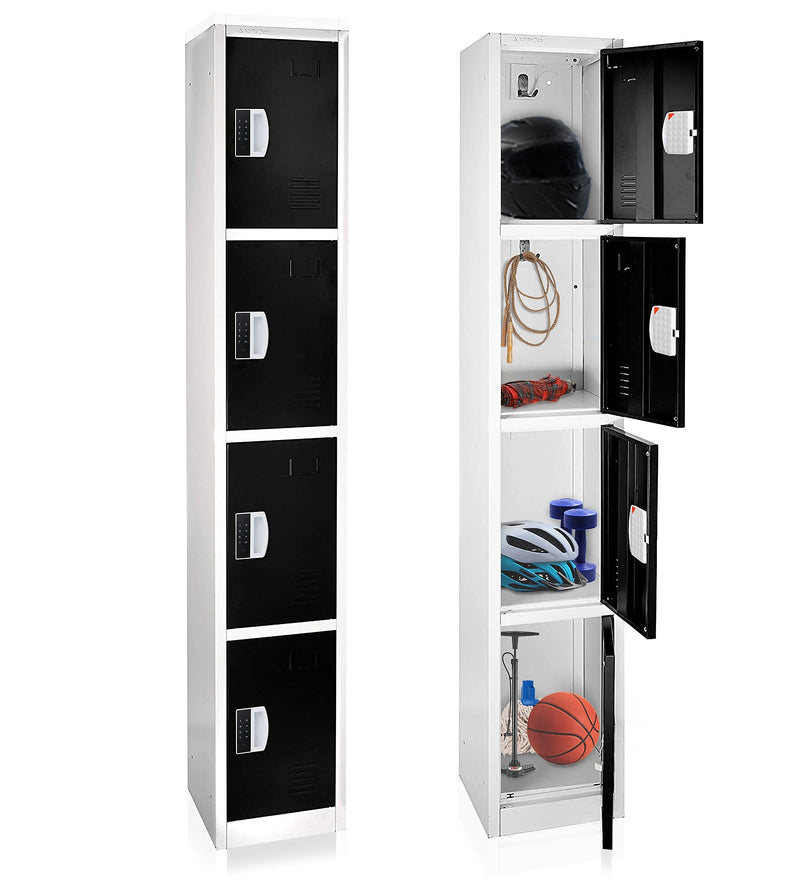 AdirOffice 72"H 4-Tier Black Storage Locker (ADI629-204-BLK-DL)
